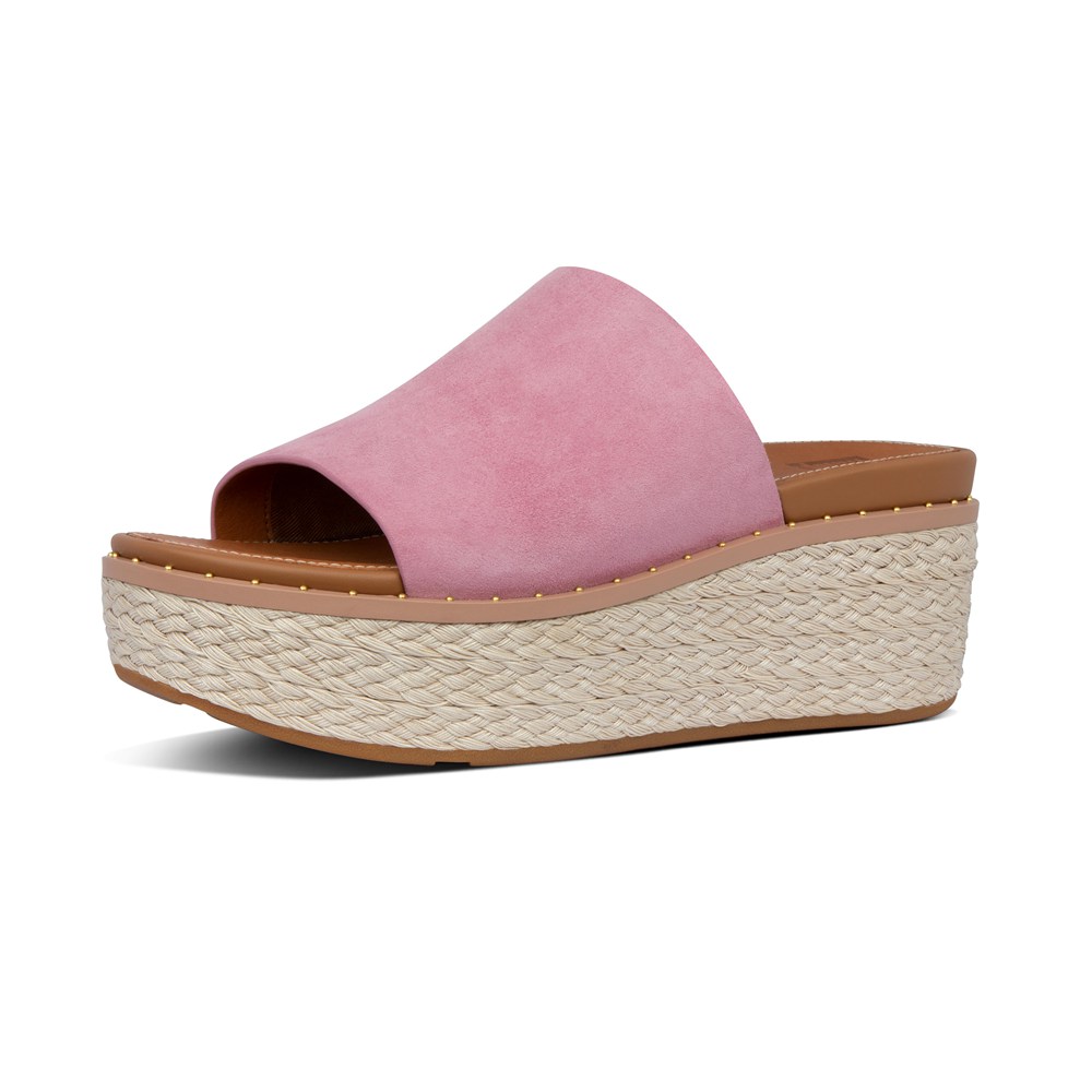 Fitflop Womens Wedge - Eloise Espadrille Suede Slides - Pink - 530-MITEOU